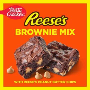 Betty Crocker REESE'S Brownie Mix with REESE'S Peanut Butter Chips, Holiday Baking, 16 oz