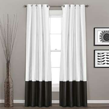 Lush Decor Prima Window Curtains Set - Luxurious Black/White Panels