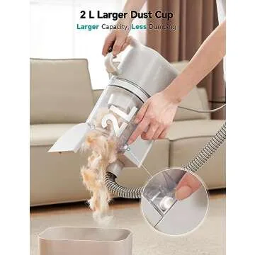 Hicozy S1+ Dog Grooming Vacuum, 12000Pa Minimum 50dB Quiet Dog Vacuum for Shedding Grooming with 2L Dust Cup, 6 Professional Pet Accessories, Gray