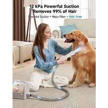 Hicozy S1+ Dog Grooming Vacuum, 12000Pa Minimum 50dB Quiet Dog Vacuum for Shedding Grooming with 2L Dust Cup, 6 Professional Pet Accessories, Gray