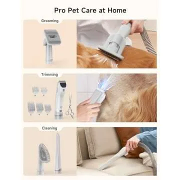 Hicozy S1+ Dog Grooming Vacuum, 12000Pa Minimum 50dB Quiet Dog Vacuum for Shedding Grooming with 2L Dust Cup, 6 Professional Pet Accessories, Gray