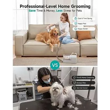 Hicozy S1+ Dog Grooming Vacuum, 12000Pa Minimum 50dB Quiet Dog Vacuum for Shedding Grooming with 2L Dust Cup, 6 Professional Pet Accessories, Gray