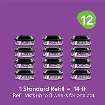 Litter Genie Ultimate Cat Litter Disposal System Refills, Lock Away Odors, Purple ,12 Cartridges
