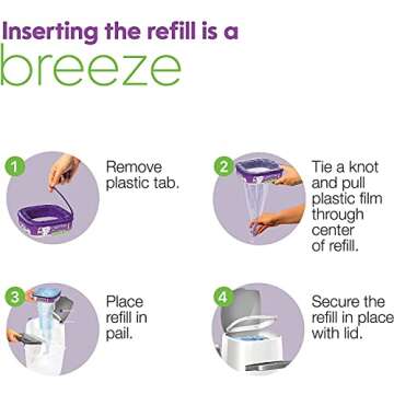 Litter Genie Ultimate Cat Litter Disposal System Refills, Lock Away Odors, Purple ,12 Cartridges