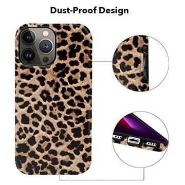 Hi Space Case Compatible with iPhone 15 Pro Leopard Print 2023 Cheetah, Animal Brown for Women IMD Shockproof Protective Black Cover for iPhone 15 Pro 6.1" 2023 5G