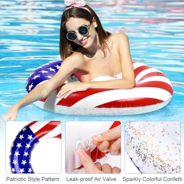 Elcoho USA Flag Inflatable Pool Float - 4 Pack