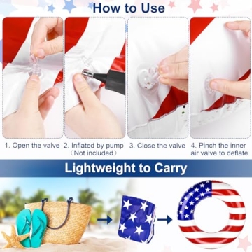 Elcoho USA Flag Inflatable Pool Float - 4 Pack