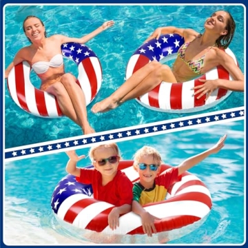 Elcoho USA Flag Inflatable Pool Float - 4 Pack