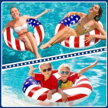 Elcoho USA Flag Inflatable Pool Float - 4 Pack