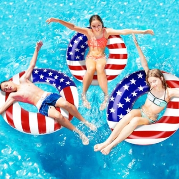 Elcoho USA Flag Inflatable Pool Float - 4 Pack