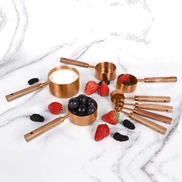 PrettyFine 8 Piece Rose Gold Measuring Set for Precise Cooking