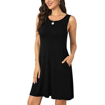 BISHUIGE Women Summer Casual Round Neck Sundresses Swimwear Bathing Beach Cover up, Black