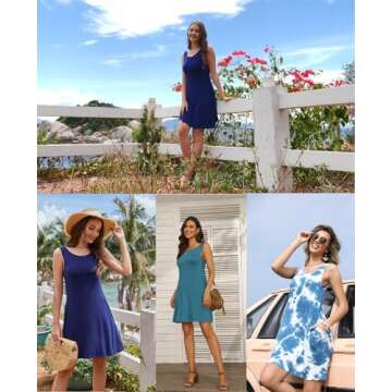 BISHUIGE Women Summer Casual Round Neck Sundresses Swimwear Bathing Beach Cover up, Black