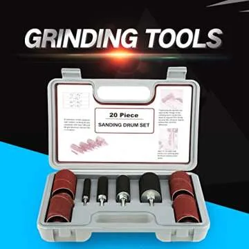 Drill Press Sanding Drum Kit, 20pcs Rubber Sanding Drum Set for Drill Presses and Power Drills, Drum Sander Attachment with Spindle Sander Sleeves and Tool Carrying Case, 1/2, 3/4, 1, 1-1/2 Inch