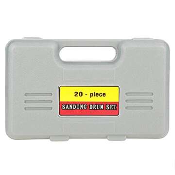 Drill Press Sanding Drum Kit, 20pcs Rubber Sanding Drum Set for Drill Presses and Power Drills, Drum Sander Attachment with Spindle Sander Sleeves and Tool Carrying Case, 1/2, 3/4, 1, 1-1/2 Inch