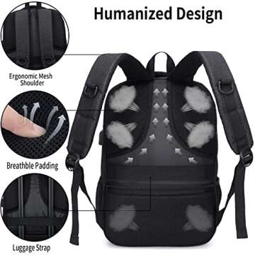 QINOL Travel Laptop Backpack Business Anti Theft Laptop Backpack with USB Charging Port, Large Computer Bag for Men Women(Black,17.3inch)