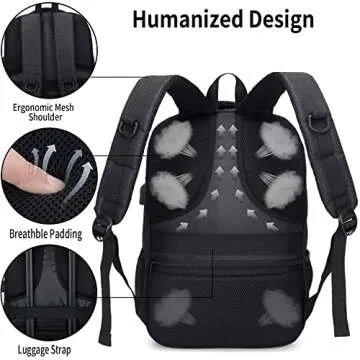 QINOL Travel Laptop Backpack Business Anti Theft Laptop Backpack with USB Charging Port, Large Computer Bag for Men Women(Black,17.3inch)