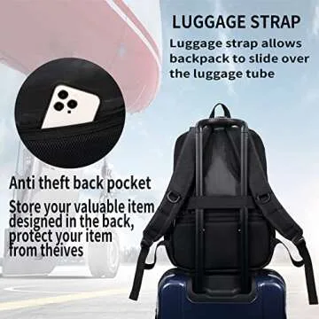 QINOL Travel Laptop Backpack Business Anti Theft Laptop Backpack with USB Charging Port, Large Computer Bag for Men Women(Black,17.3inch)