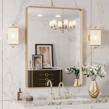 20”X30” Gold Bathroom Mirror for Elegant Decor