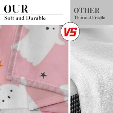 Arttown Cute Halloween Ghost Kitchen Curtains with Valance and Tier Sets 36 Inch, 3 Pieces Pink Kids Pumpkin Rod Pocket Drapes Window Treatment Curtains for Kitchen Over Sink Dining Room Decor