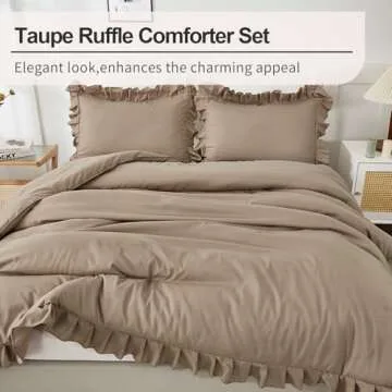 Andency Taupe California King Comforter Set 3 Pieces