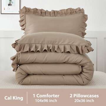Andency Taupe California King Comforter Set 3 Pieces