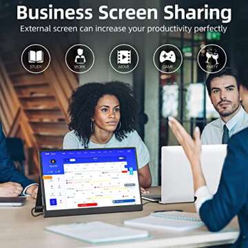 kksmart 15.6inch Portable Monitor, FHD 1080P USB-C IPS Computer Monitor with HDMI Type-C Speakers, External Monitor for Laptop/Mac/PC/Xbox/PS4/Phone Included Smart Cover, Black