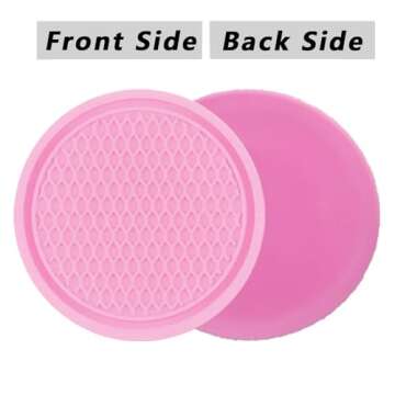 ZSDY Car Cup Coaster, 4PCS Universal Auto Non-Slip Cup Holder Embedded in Ornaments Silicone Coaster, Car Interior Accessories Sets, Pink