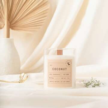 Natural 11oz Soy Wax Candle with Wood Wick - Coconut Aroma