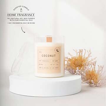 Natural 11oz Soy Wax Candle with Wood Wick - Coconut Aroma