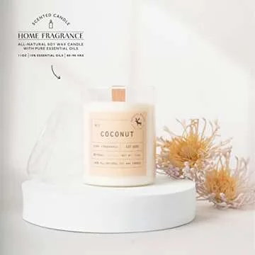 Natural 11oz Soy Wax Candle with Wood Wick - Coconut Aroma