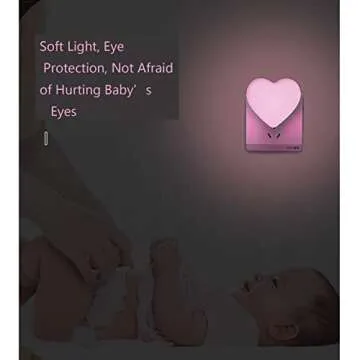 Cute Night Lights, Heart Shape Nursery Nightlight with Light Sensors, Auto Dusk to Dawn Sensor, Soft Warm White, Ideal Nightlight for Bedroom, Bathroom, Hallway, Kitchen (Pink)