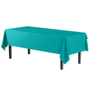Premium Aqua Plastic Tablecloths 6-Pack 54x108in