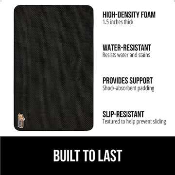 Gorilla Grip Extra Thick Kneeling Pad, Supportive Soft Foam Cushioning for Knee, Water Resistant Construction for Gardening, Bathing Baby, Workout Supplies, Lightweight, Garden Work Gifts, Black