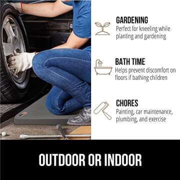 Gorilla Grip Extra Thick Kneeling Pad, Supportive Soft Foam Cushioning for Knee, Water Resistant Construction for Gardening, Bathing Baby, Workout Supplies, Lightweight, Garden Work Gifts, Black