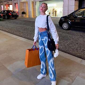 Women Patchwork Pants High Waist Bootcut Y2K Jeans