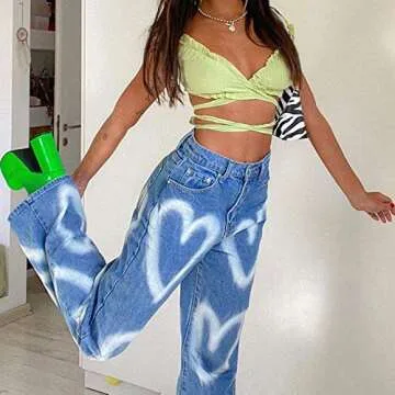 Women Patchwork Pants High Waist Bootcut Y2K Jeans