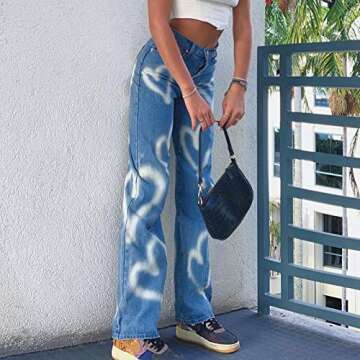 Women Patchwork Pants High Waist Bootcut Y2K Jeans