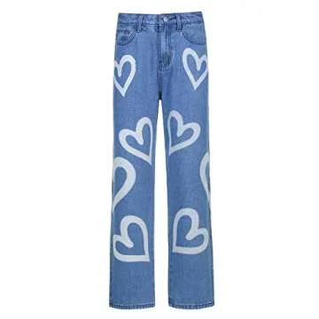 Women Patchwork Pants High Waist Bootcut Y2K Jeans