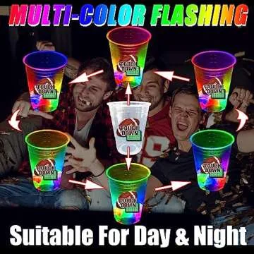 mishunyus 24 Pcs Football Decoration Party Glow Cups, for Birthday Party Gameday Tailgate Party, Super Bowl Party for Raiders Party Decorations