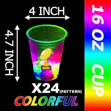 mishunyus 24 Pcs Football Decoration Party Glow Cups, for Birthday Party Gameday Tailgate Party, Super Bowl Party for Raiders Party Decorations