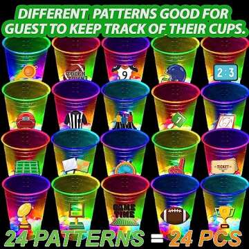 mishunyus 24 Pcs Football Decoration Party Glow Cups, for Birthday Party Gameday Tailgate Party, Super Bowl Party for Raiders Party Decorations