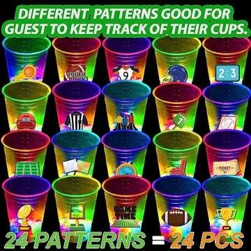 mishunyus 24 Pcs Football Decoration Party Glow Cups, for Birthday Party Gameday Tailgate Party, Super Bowl Party for Raiders Party Decorations