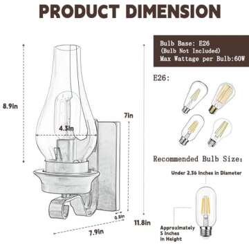 Rustic Wall Sconce Vintage Light for Home Decor