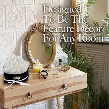 GLAMOUR BOUTIQUE 16-Piece Flowers Forever Heart Shape Box - Preserved Roses, Immortal Roses That Last A Year - Rose Eternal Preserved Flowers for Delivery Prime Mothers Day & Valentines Day - White