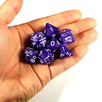 GFDay 7 Polyhedral Role Playing Game Dice Set - Purple Marbled