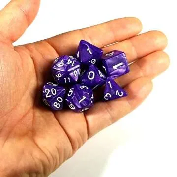 GFDay 7 Polyhedral Role Playing Game Dice Set - Purple Marbled