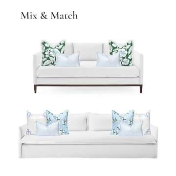 Hofdeco Premium Coastal Patio Indoor Outdoor Scalloped Lumbar Pillow Cover Only, 12"x20" Water Repellent for Backyard, Couch, Baby Blue Print Stripes