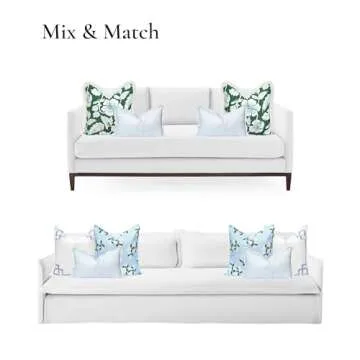 Hofdeco Premium Coastal Patio Indoor Outdoor Scalloped Lumbar Pillow Cover Only, 12"x20" Water Repellent for Backyard, Couch, Baby Blue Print Stripes