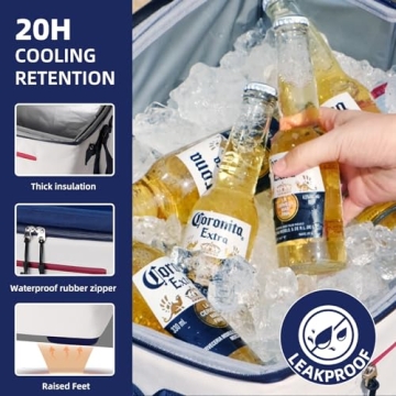 ADDIMOR Portable Insulated Cooler Bag with Cup Holders